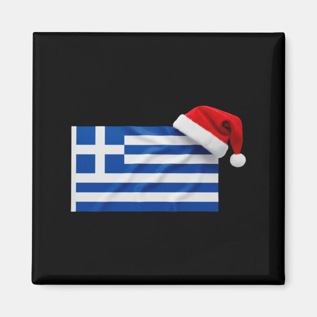 Greek Flag Santa Hat Funny Greece Christmas Holida Magnet (Front)