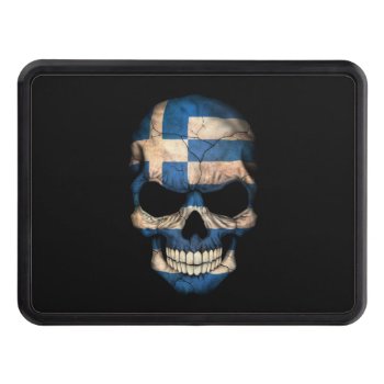 Greek Flag Skull On Black Tow Hitch Cover by JeffBartels at Zazzle