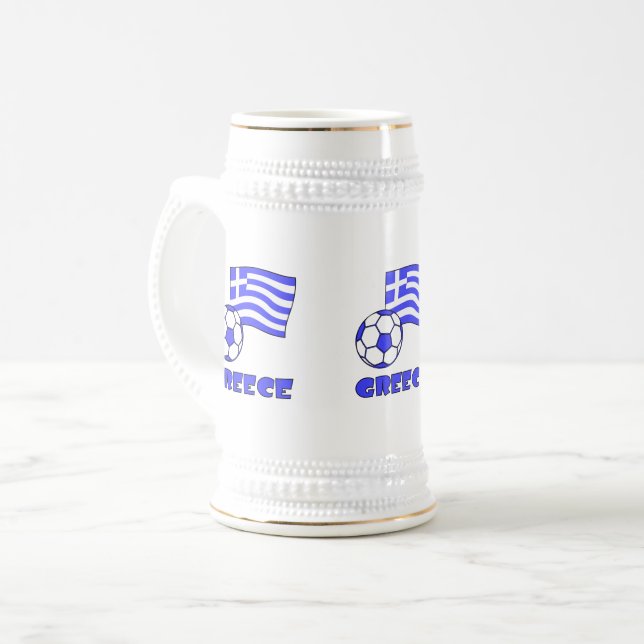 Greek Flag Soccer Ball and Greece Beer Stein (Front Left)