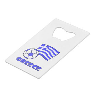 Greek Flag Soccer Ball and Greece Credit Card Bottle Opener