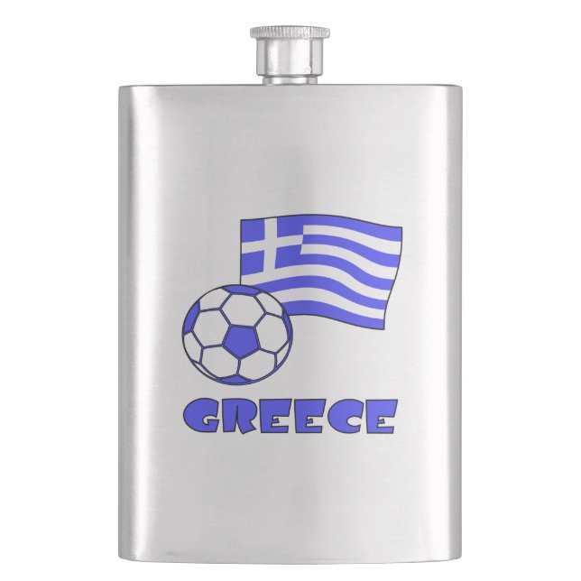 Greek Flag Soccer Ball and Greece Hip Flask (Front)
