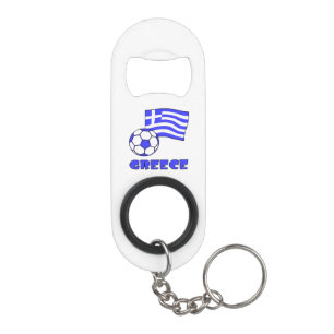 Greek Flag Soccer Ball and Greece Keychain Bottle Opener