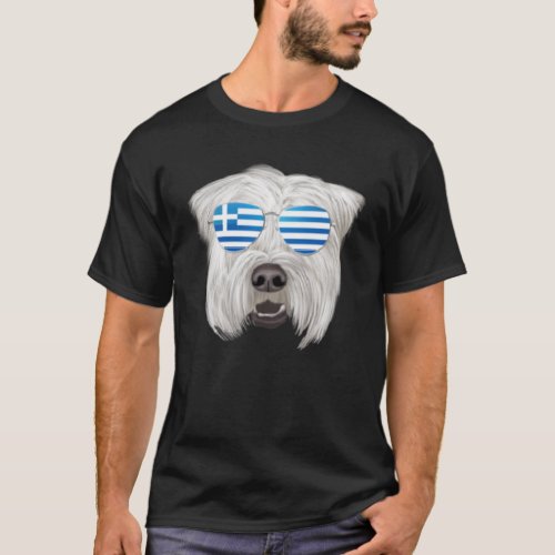 Greek Flag Soft Coated Wheaten Terrier Dog Greece  T_Shirt