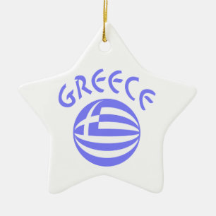 Greek Flag Sphere Ceramic Ornament