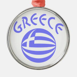 Greek Flag Sphere Metal Ornament