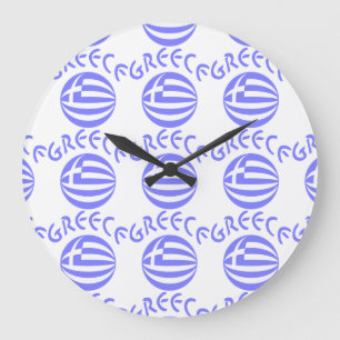 Greek Flag Sphere Tiled Large Clock