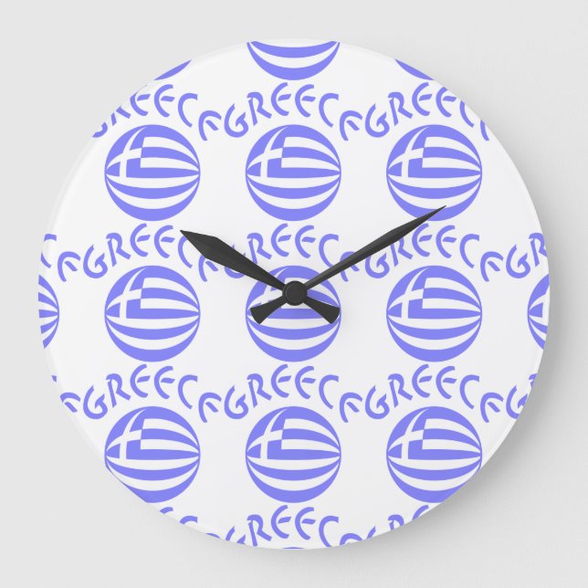 Greek Flag Sphere Tiled Large Clock (Front)