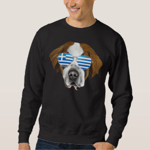 Greek Flag St Bernard Dog Greece Pocket Sweatshirt