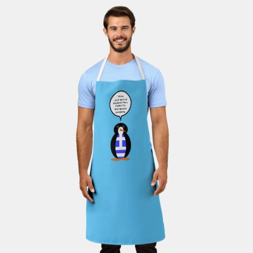 Greek Flag Talking Ms Penguin Personalized Apron