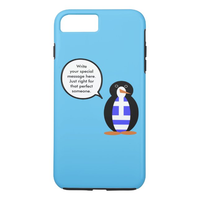 Greek Flag Talking Ms Penguin Personalized Case-Mate iPhone Case (Back)