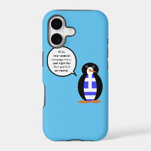 Greek Flag Talking Ms Penguin Personalized iPhone 17 Case
