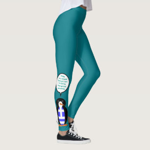 Greek Flag Talking Ms Penguin Personalized Leggings