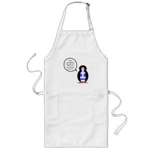 Greek Flag Talking Ms Penguin Personalized Long Apron