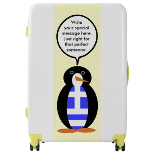 Greek Flag Talking Ms Penguin Personalized Luggage
