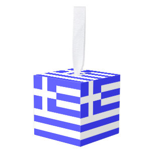 Greek Flag Total Cube Ornament