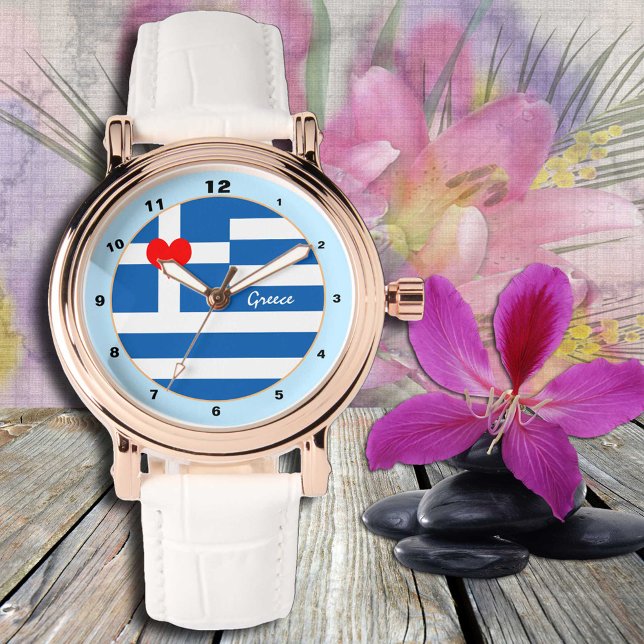 Greek Flag watch, with Heart /love Greece Watch (Creator Uploaded)