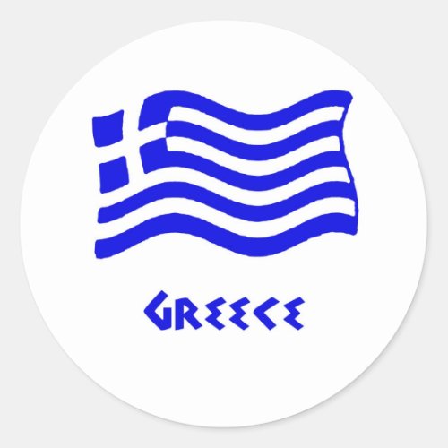 Greek Flag Waving Classic Round Sticker