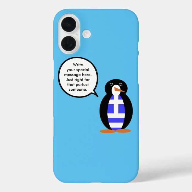 Greek Flag Wildlife Penguin Personalized Gift Case-Mate iPhone Case (Back)