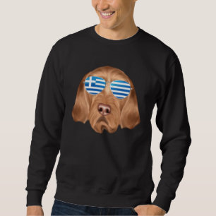 Greek Flag Wirehaired Vizsla Dog Greece Pocket Sweatshirt