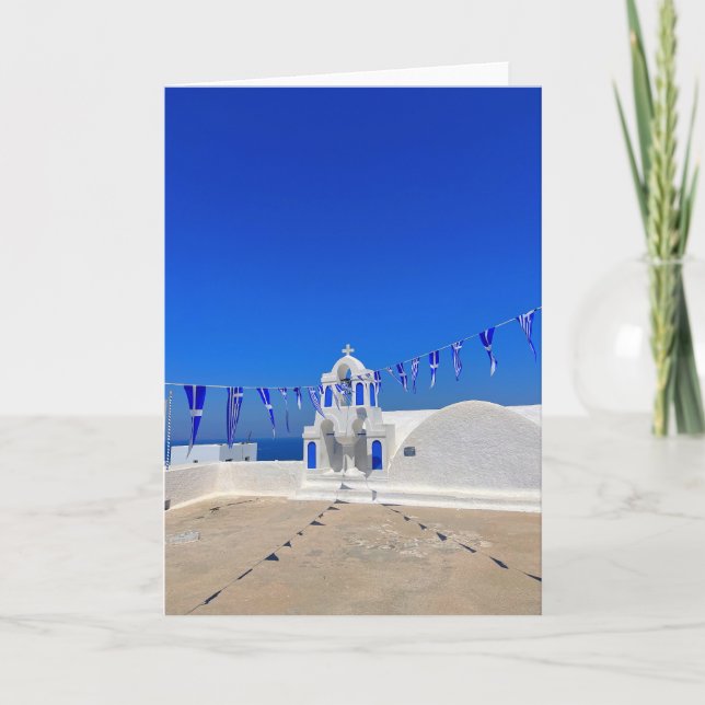 Greek Flags White Church Building Greece Card (Front)