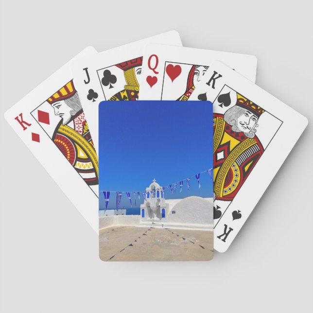 Greek Flags White Church Building Greece Poker Cards (Back)