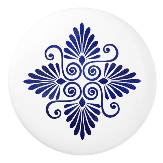 Greek Flourish Ornament  Ceramic Knob (Front)