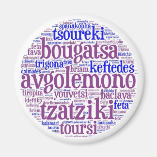 Greek Food Fridge Magnet (Round)