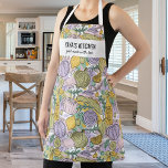 Greek Food, Restaurant Chef, Yaya Custom Text Apron<br><div class="desc">Fun apron featuring a pattern of ingredients used in Greek cooking and two lines of custom text. Add a person's name, your Yaya's name, a restaurant name, cafe or shop name or delete the text and rectangle and just use the pattern. Perfect for Greek restaurants, budding chefs, birthday parties, special...</div>