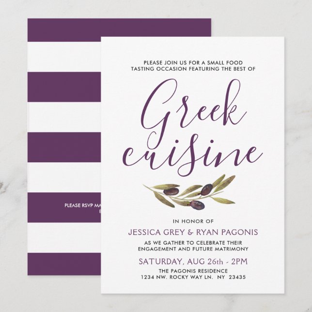 Greek Food Tasting | Engagement Party Invite (Front/Back)