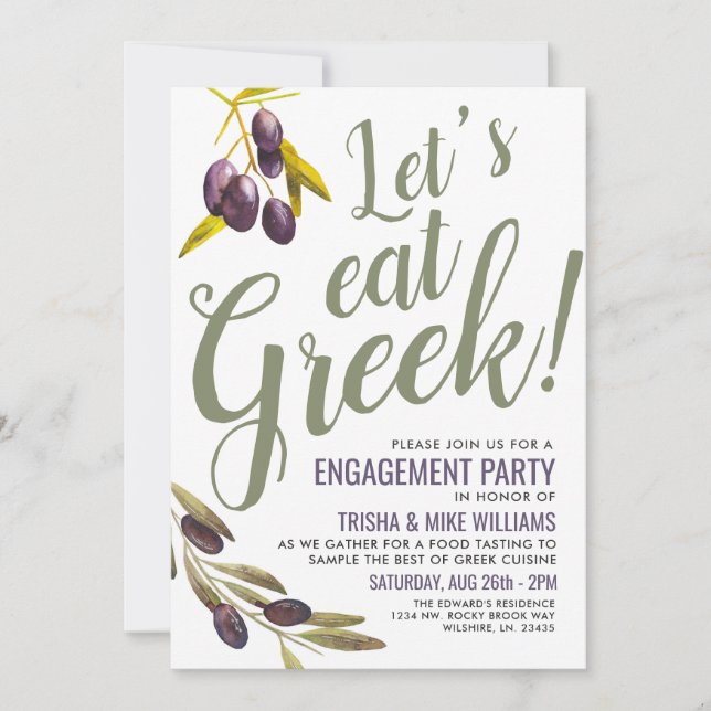 Greek Food Tasting | EngagementParty Invitation (Front)