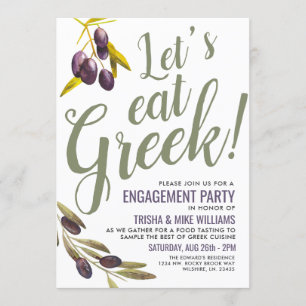 Greek Food Tasting EngagementParty Invitation