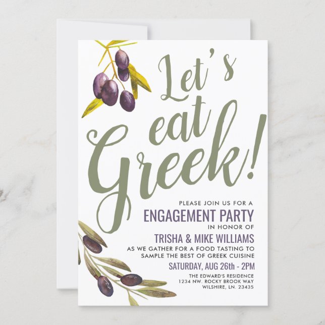 Greek Food Tasting | EngagementParty Invitation (Front)
