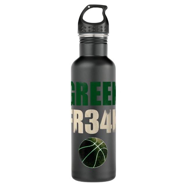 GREEK FR34K Milwaukee Wisconsin Basketball Champio Stainless Steel Water Bottle (Front)