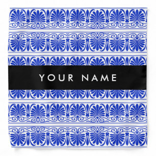 Greek Fret Arabesque Blue, Your Name, Personalize Bandana
