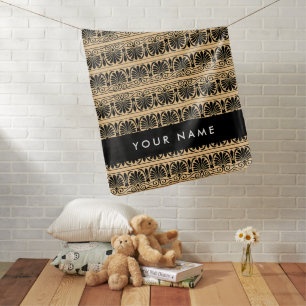 Greek Fret Arabesque Brown, Your Name, Personalize Baby Blanket
