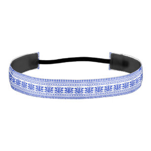 Greek Fret, Mediterranean Pattern, Blue Athletic Headband