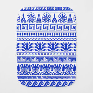 Greek Fret, Mediterranean Pattern, Blue Baby Burp Cloth