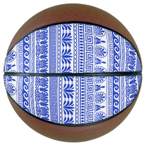 Greek Fret, Mediterranean Pattern, Blue Basketball
