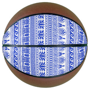 Greek Fret, Mediterranean Pattern, Blue Basketball