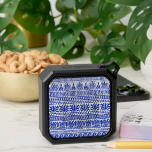 Greek Fret, Mediterranean Pattern, Blue Bluetooth Speaker