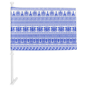 Greek Fret, Mediterranean Pattern, Blue Car Flag