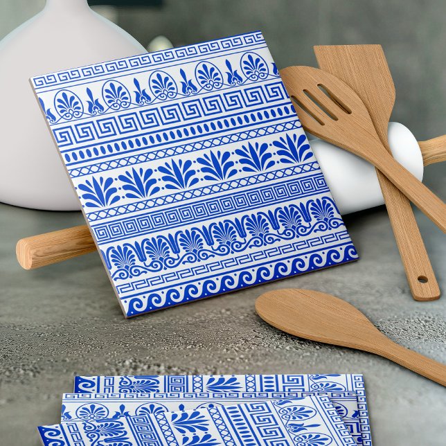 Greek Fret, Mediterranean Pattern, Blue Ceramic Tile (Creator Uploaded)