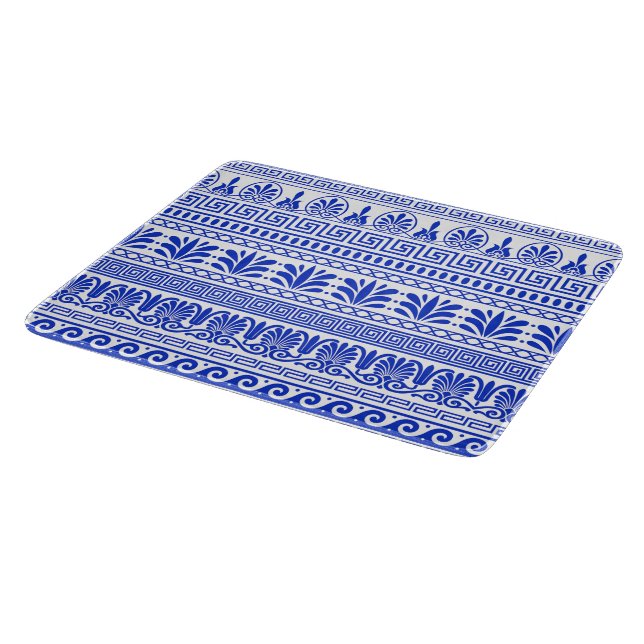 Greek Fret, Mediterranean Pattern, Blue Cutting Board (Corner)