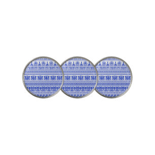 Greek Fret, Mediterranean Pattern, Blue Golf Ball Marker