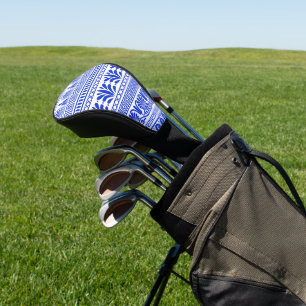 Greek Fret, Mediterranean Pattern, Blue Golf Head Cover