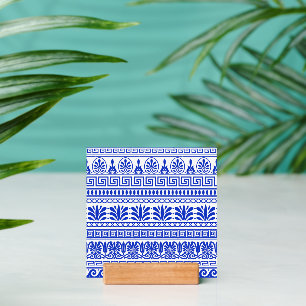 Greek Fret, Mediterranean Pattern, Blue Holder