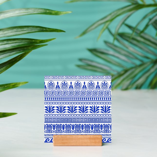 Greek Fret, Mediterranean Pattern, Blue Holder (Insitu 2)