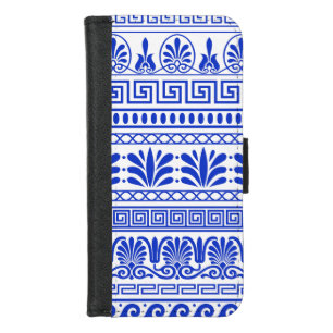 Greek Fret, Mediterranean Pattern, Blue iPhone 8/7 Wallet Case