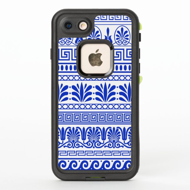 Greek Fret, Mediterranean Pattern, Blue LifeProof iPhone Case (Back)