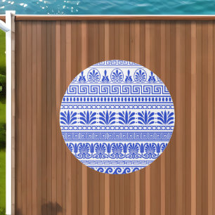 Greek Fret, Mediterranean Pattern, Blue Outdoor Rug